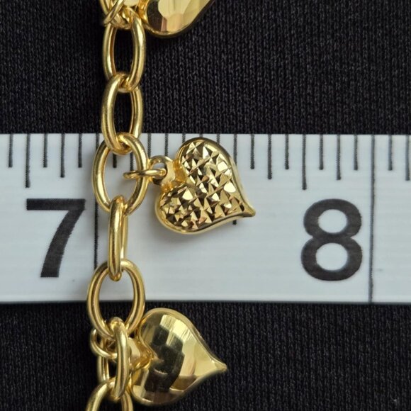 18k gold bracelet with mutiple heart charms Part 1 - Picture 12 of 13